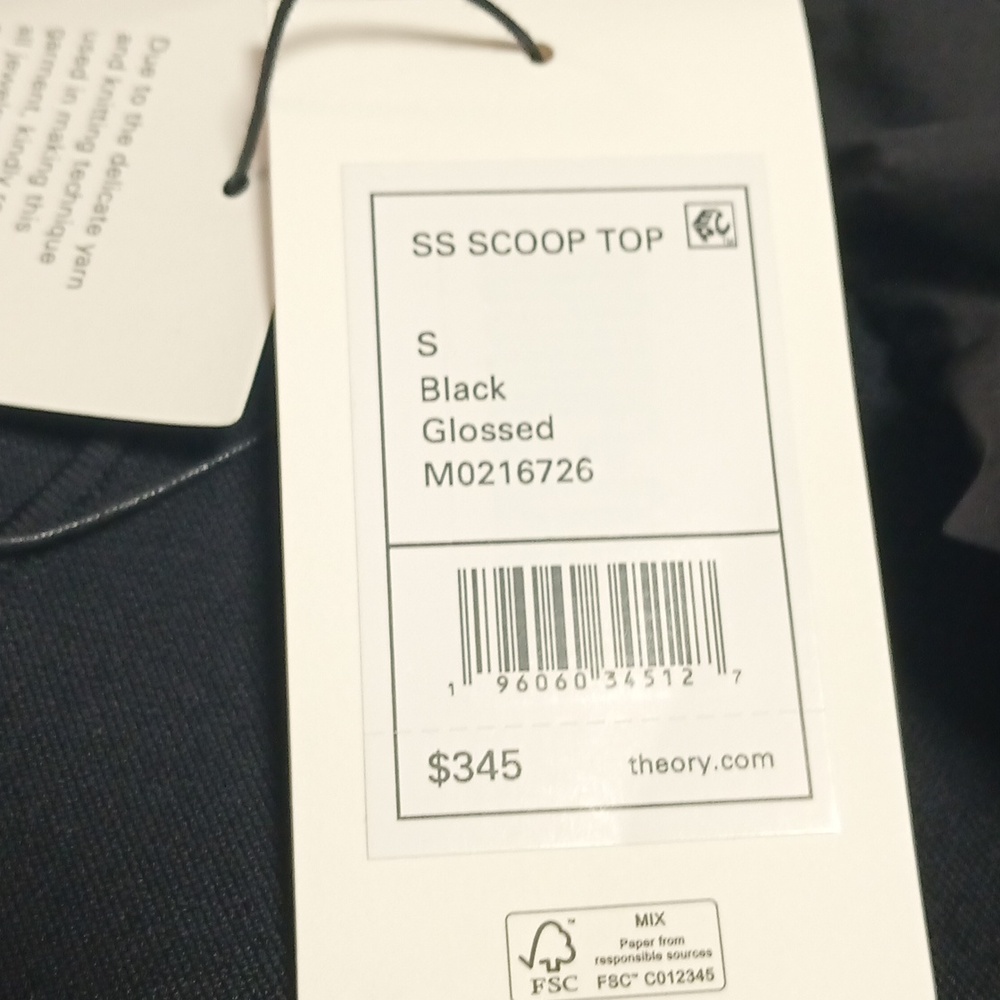 Theory Black Glossed Stretch Scoop Neck Top - Picture 6 of 8